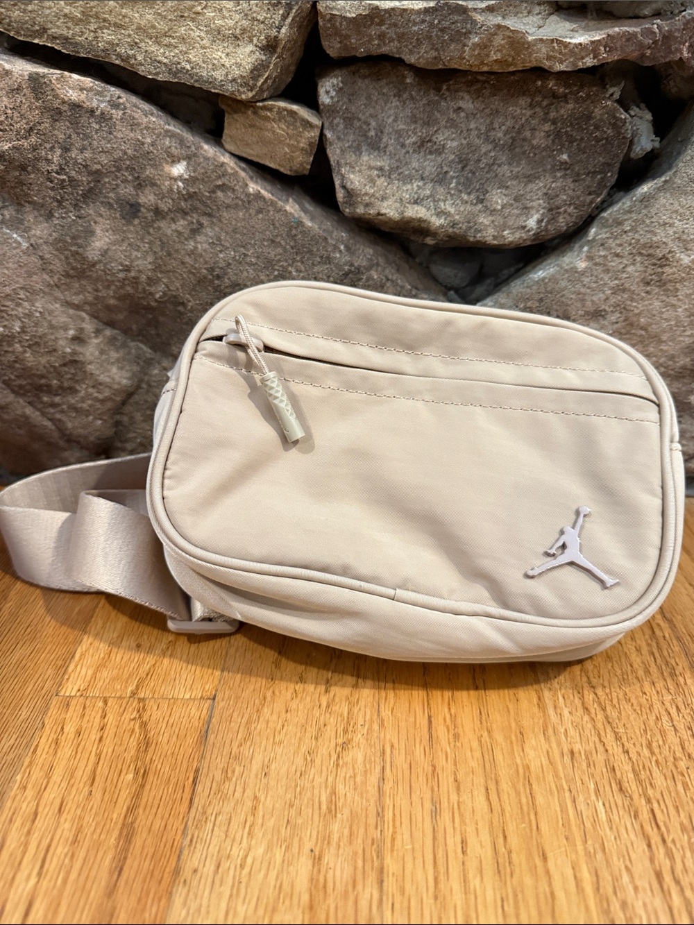 New with Flaw Jordan Beige Crossbody Sling Bag with Jumpman Logo